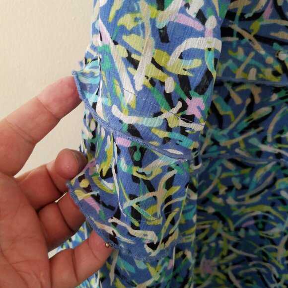 R Q T Abstract Floral Long Skirt Elastic Waistband Size 18 Plus Size - Picture 4 of 11